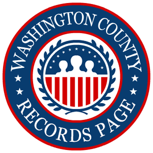 A round, red, white, and blue logo with the words 'Washington County Records Page' in relation to the state of Pennsylvania.